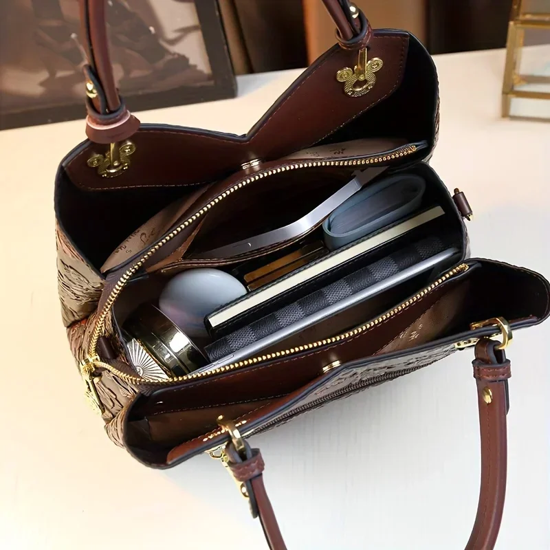 2024 Hot Seller High Quality New Flower Pattern Handbag, Luxury PU Leather Tote Bag, Fashion Crossbody Bag for Women Uxst Purse