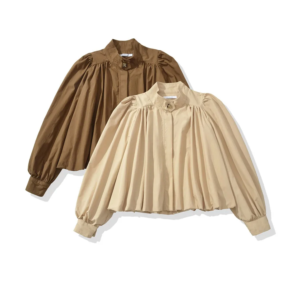 

Осенне-зимняя новая женская модная универсальная плиссированная короткая куртка с рукавами-фонариками