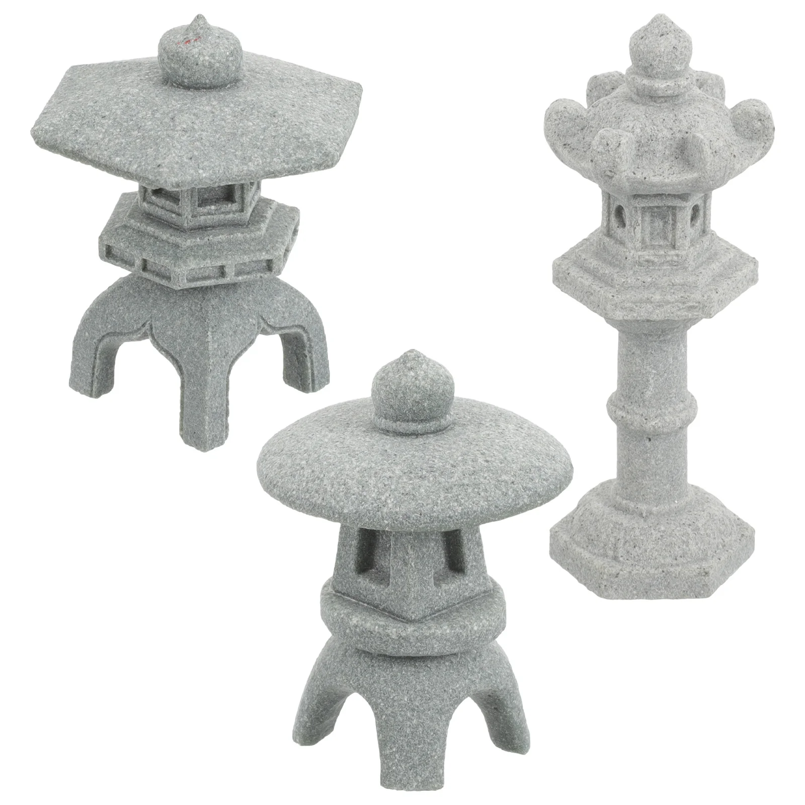 

3 Pcs Micro Landscape Ornament Pavilion Pagoda Desktop Ornaments Statue Garden Decor Mini Lantern Bonsai Adorn Miniature Scene