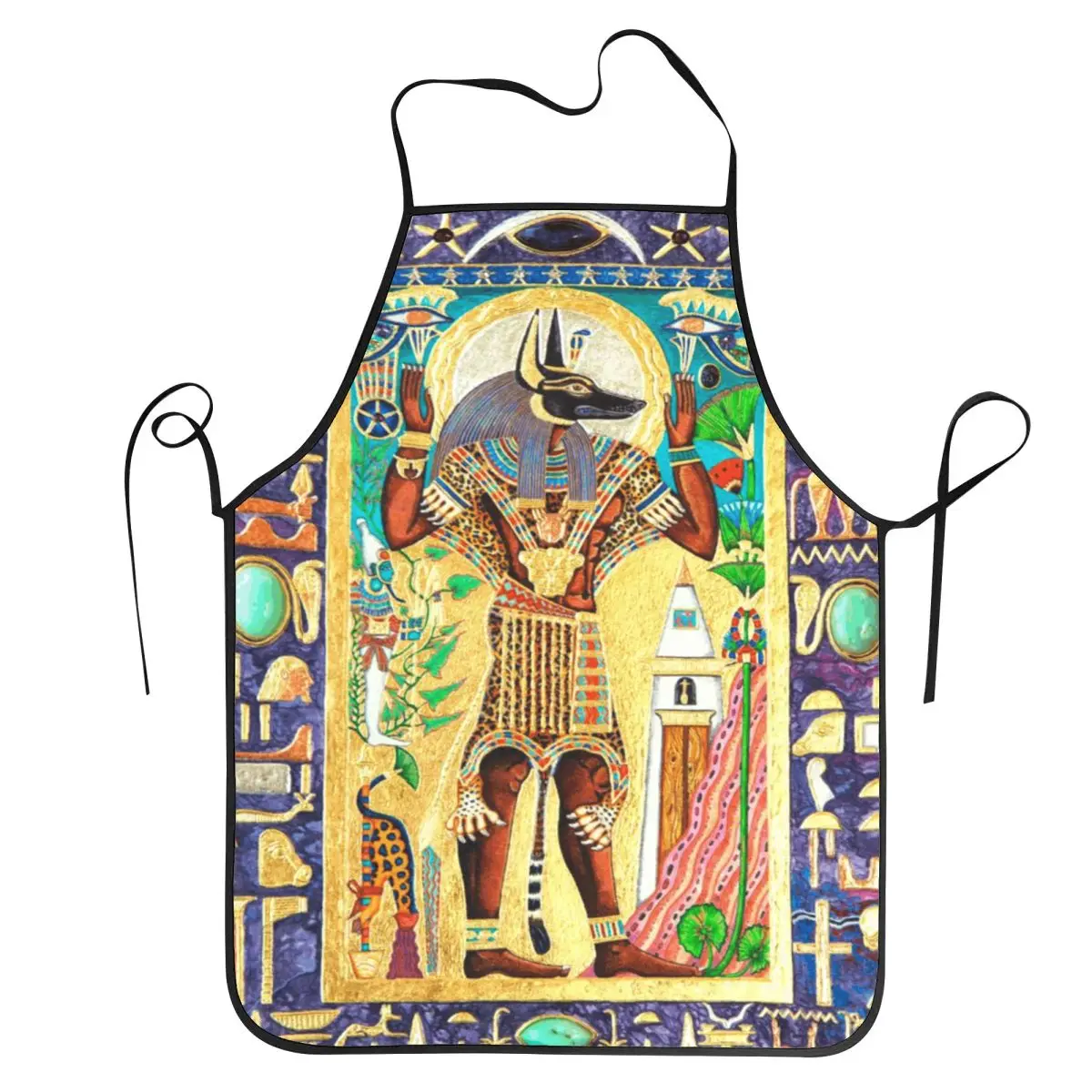 Egyptian Classical Pharaoh Anubis Art Aprons Chef Baking Tablier Sleeveless Bib Kitchen Cleaning Pinafore for Women Men Painting