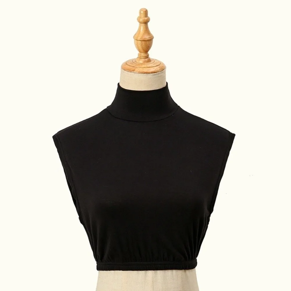 

Vintage Solid Color False Collar Mock Top Style Loose Hem Detachable Collars Detachable Design Mock Half Top for Women