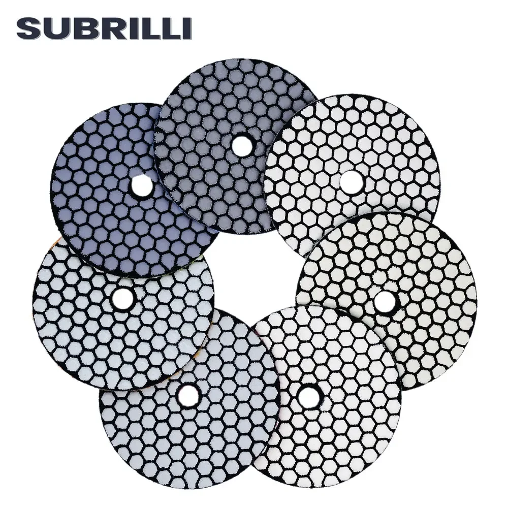 Subrilli almofada de polimento a seco para granito 1pc 4 polegada resina diamante disco abrasivo pedra mármore concreto rebolo ângulo ginder