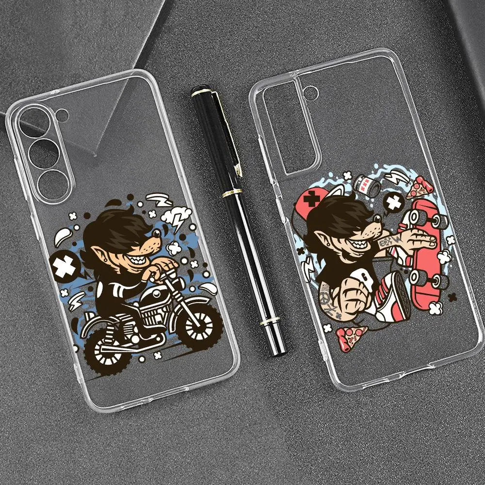 Cartoon Wolf Phone Case For Samsung Galaxy  S26 Ultra S25 FE S24 S23 S22 Plus S25 Edge S21 transparent soft shell Covers