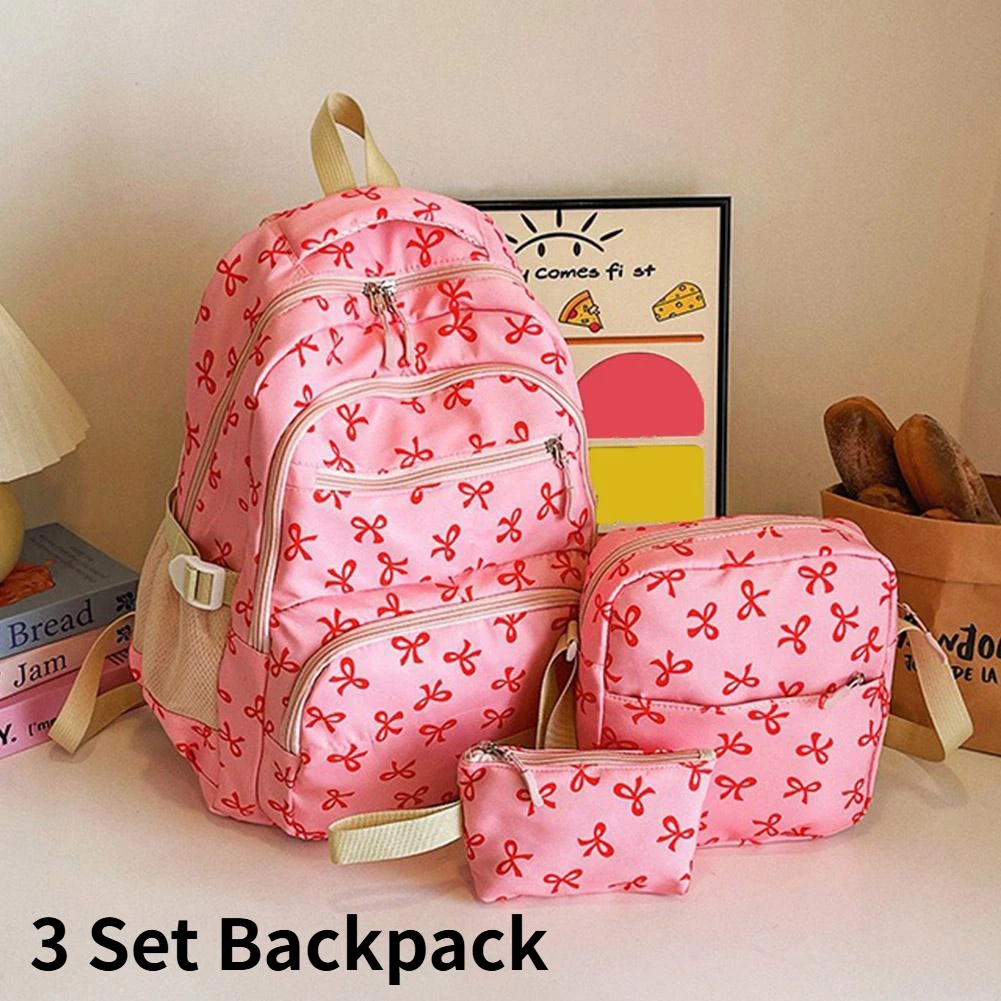 3 Set  Large Capacity Backpack  Nylon School Bag Adjustable Strap College Bag Travel Backpack Student Backpack