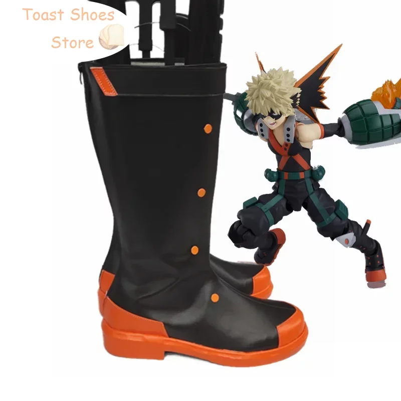 Anime My Hero Academia Bakugou Katsuki Cosplay Shoes PU Leather Shoes Halloween Carnival Boots Cosplay Props Costume Prop