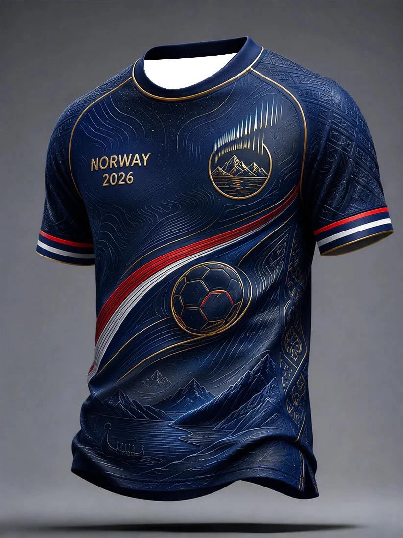 2026 Trendy Summer Men's Norwegian Football Training Shirt T-Shirt - 3D Print, Comfortable and Breathable, Family Couple Style