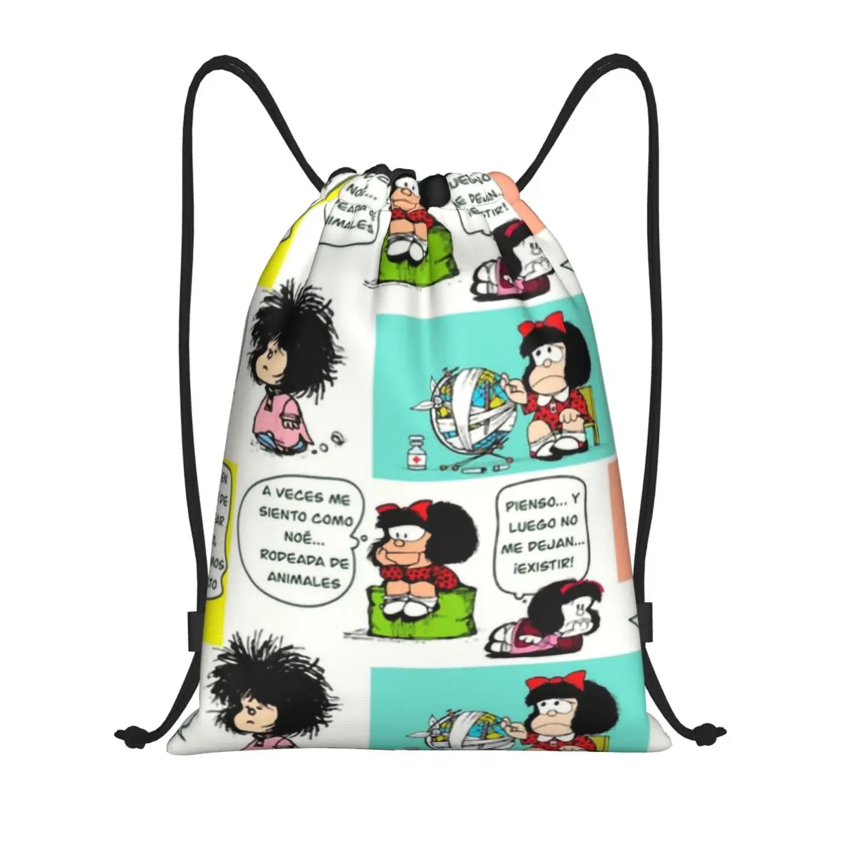Custom Mafalda Drawstring Bags Men Women Lightweight Argentine Cartoon Quino Comics Sports Gym Storage Backpack