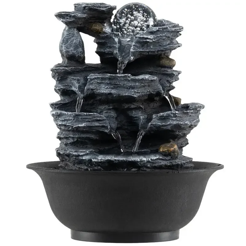 

Tabletop Water Fountain with Rolling Crystal Ball and Color-Changing LED Light-B