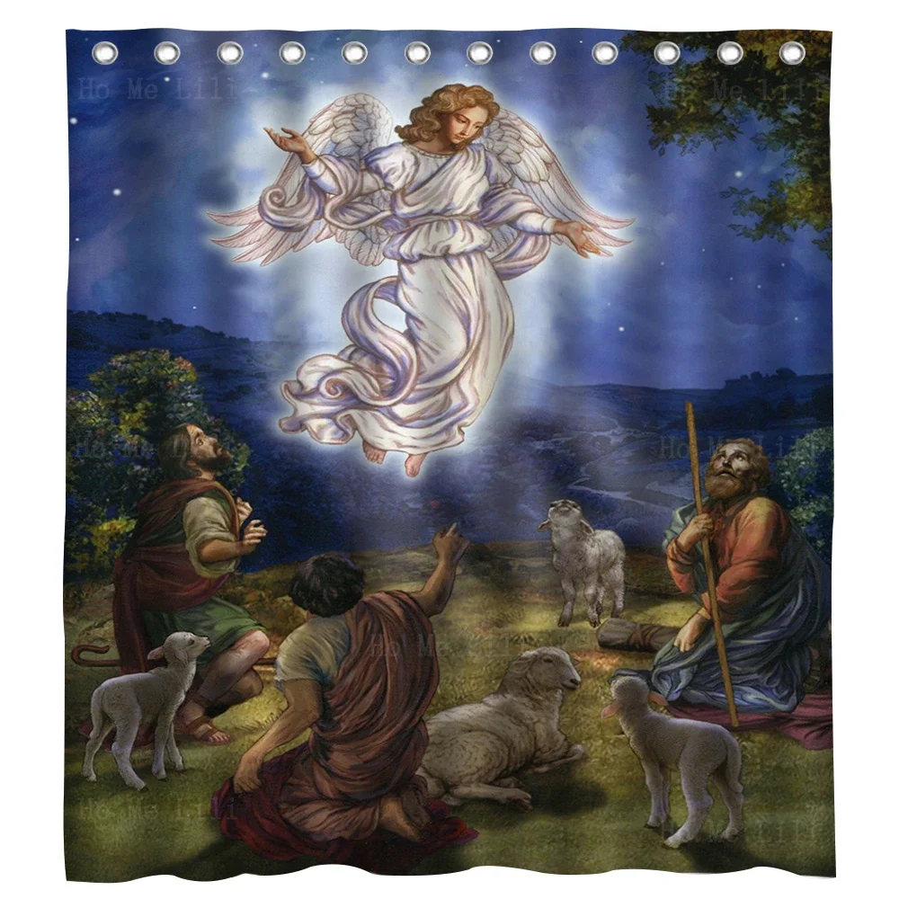 The Archangel Michael Icon Angel Appears To Shepherds Religion Shower Curtain With Hooks By Ho Me Lili For Bathroom Decor