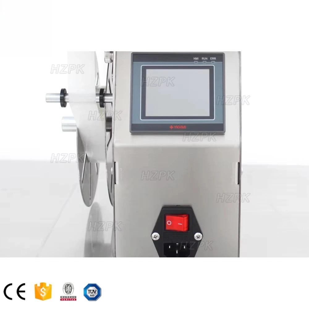 HZPK Single Side Carton Box Flat Corner Tamper Proof Label Applicator Semi Automatic Sealing Labeling Machine