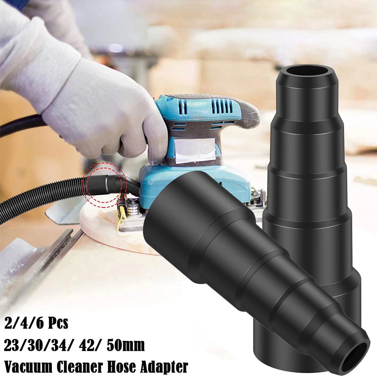 6/2PCS Universal Vacuum Cleaner Hose Adapter 23/30/34/ 42/ 50mm Vacuum Attachment Adapter Kit Brush Suction Head Connector