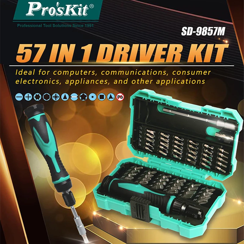 

Pro'skit 57-in-1 Screwdriver Set Tools Three-stage Extension Adjustable for 3C Products Home Appliance Repair Screwdriver Tools