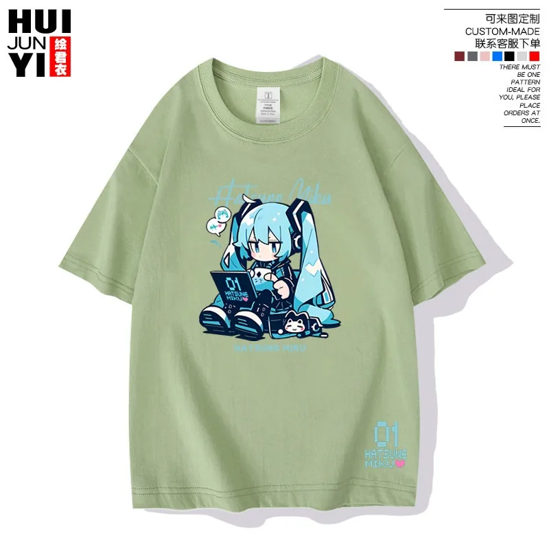 First Tone Co Named Future MIKU Animation Anime Pure Cotton Printed T-shirt Men and Women's Loose Cotton Cos Diffuse T-shirt
