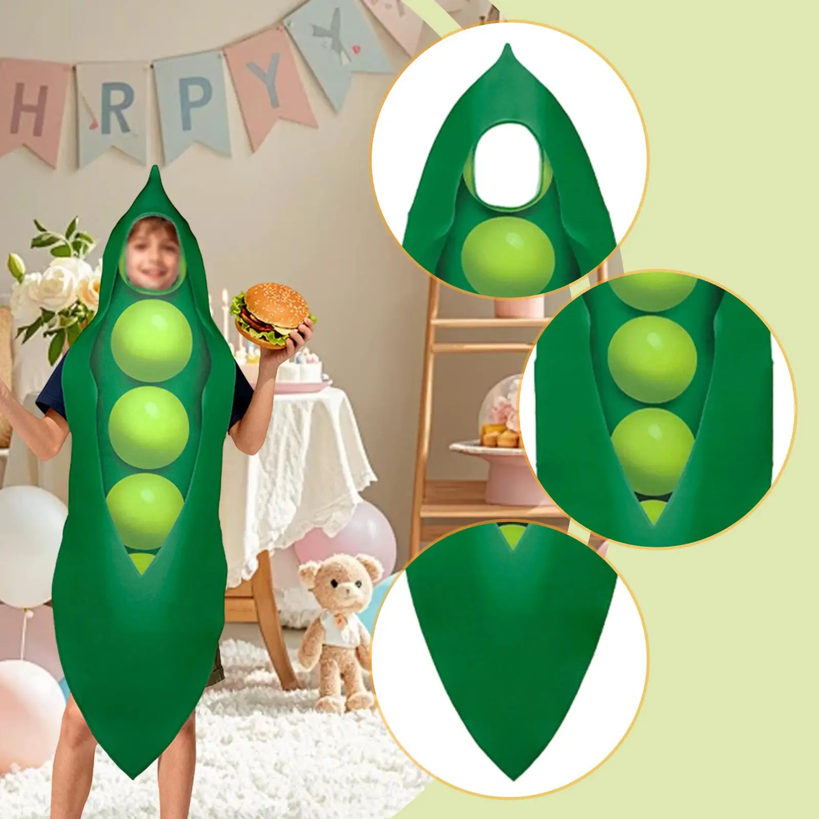 Pea Pod Cosplay Costume Jumpsuit for Carnival Halloween Role Play Themed Party