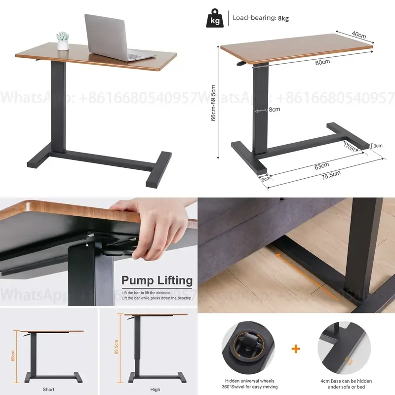 Movable Over Bed Laptop Bedside Table Standing for Offices Home Medical School