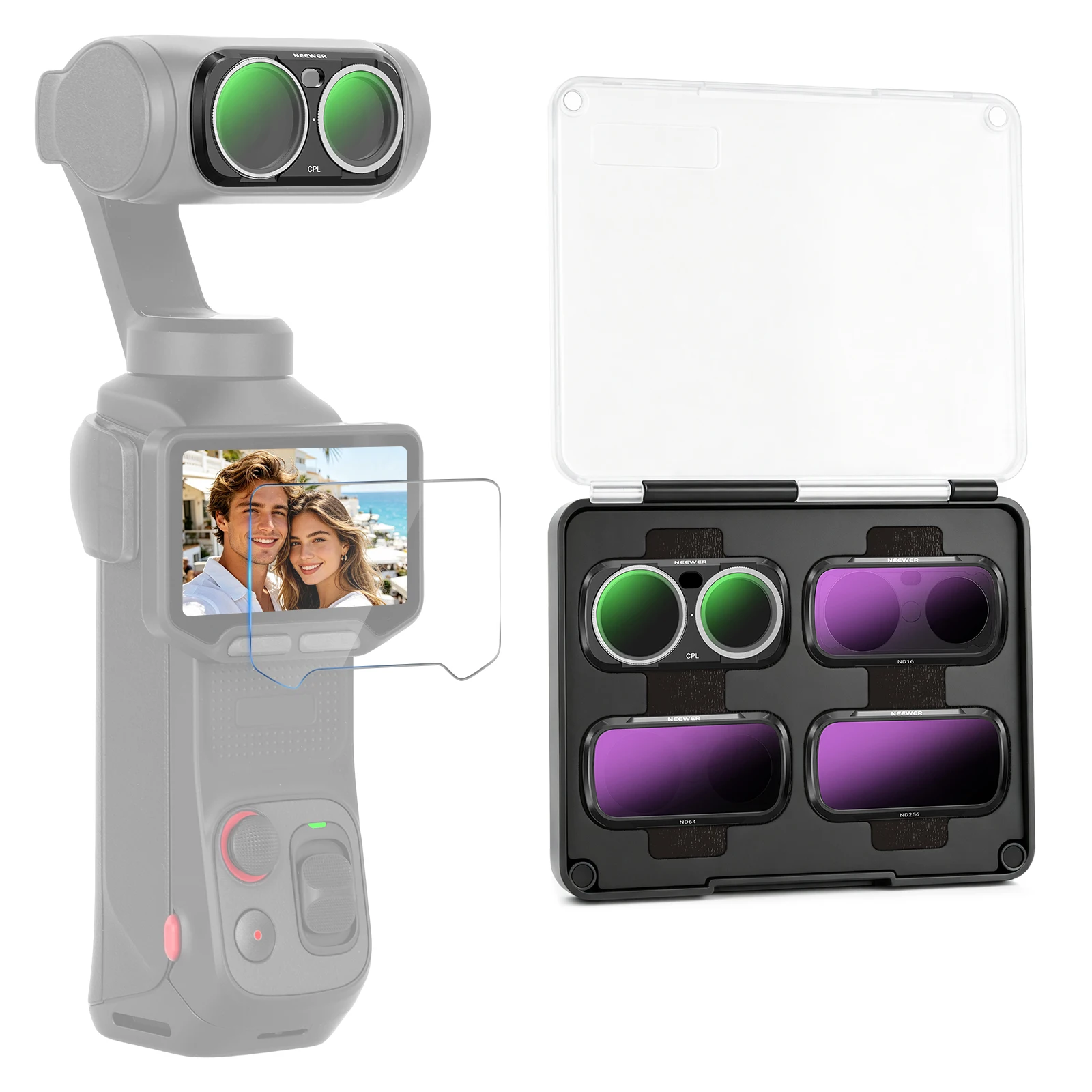 Zestaw filtrów Neewer do Insta360 Luna Ultra, CPL+ND16+ND64+ND256, zestaw filtrów obiektywowych do fotografii plenerowej i nagrywania wideo. — zdjęcie produktu 7