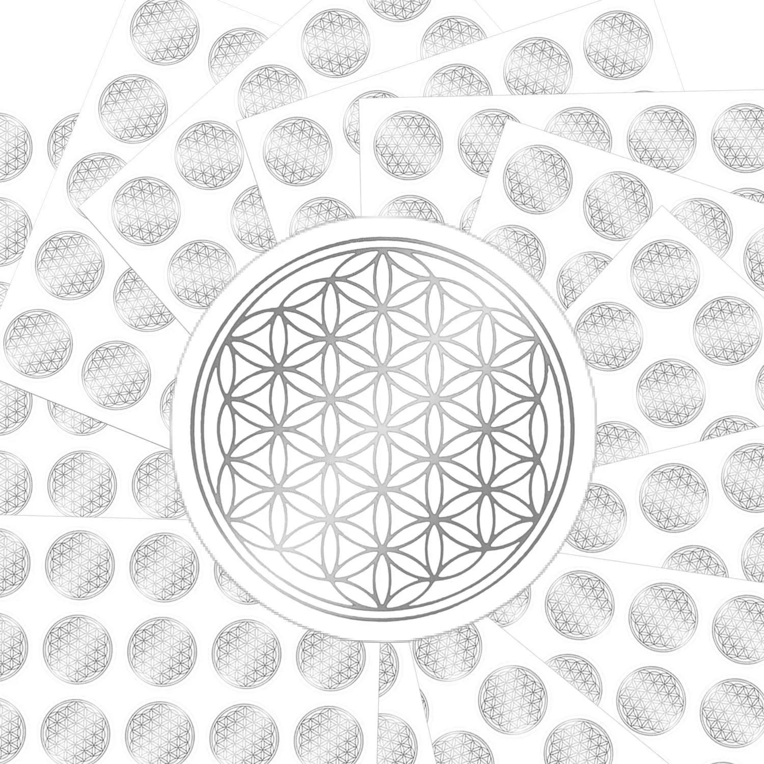 

Flower of Life stickers, Silvery self-adhesive PVC transparent waterproof crystal jewelry stickers, for laptop and phone cases