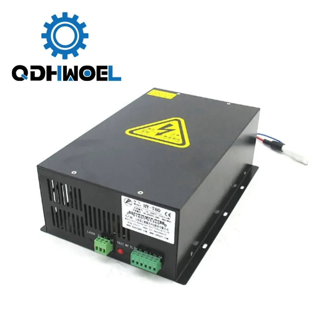 QDHWOEL 80W Co2 Laser Power Supply AC220V HY-T80 لآلة قطع النقش بالليزر Co2