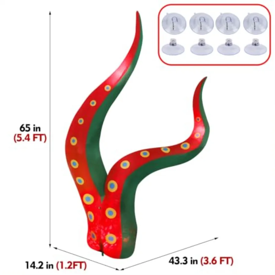 Halloween Inflatables Octopus Tentacle, Outdoor Decor Lighted Octopus Legs with Built-in LED Lights, Front Door Window Roof Pro