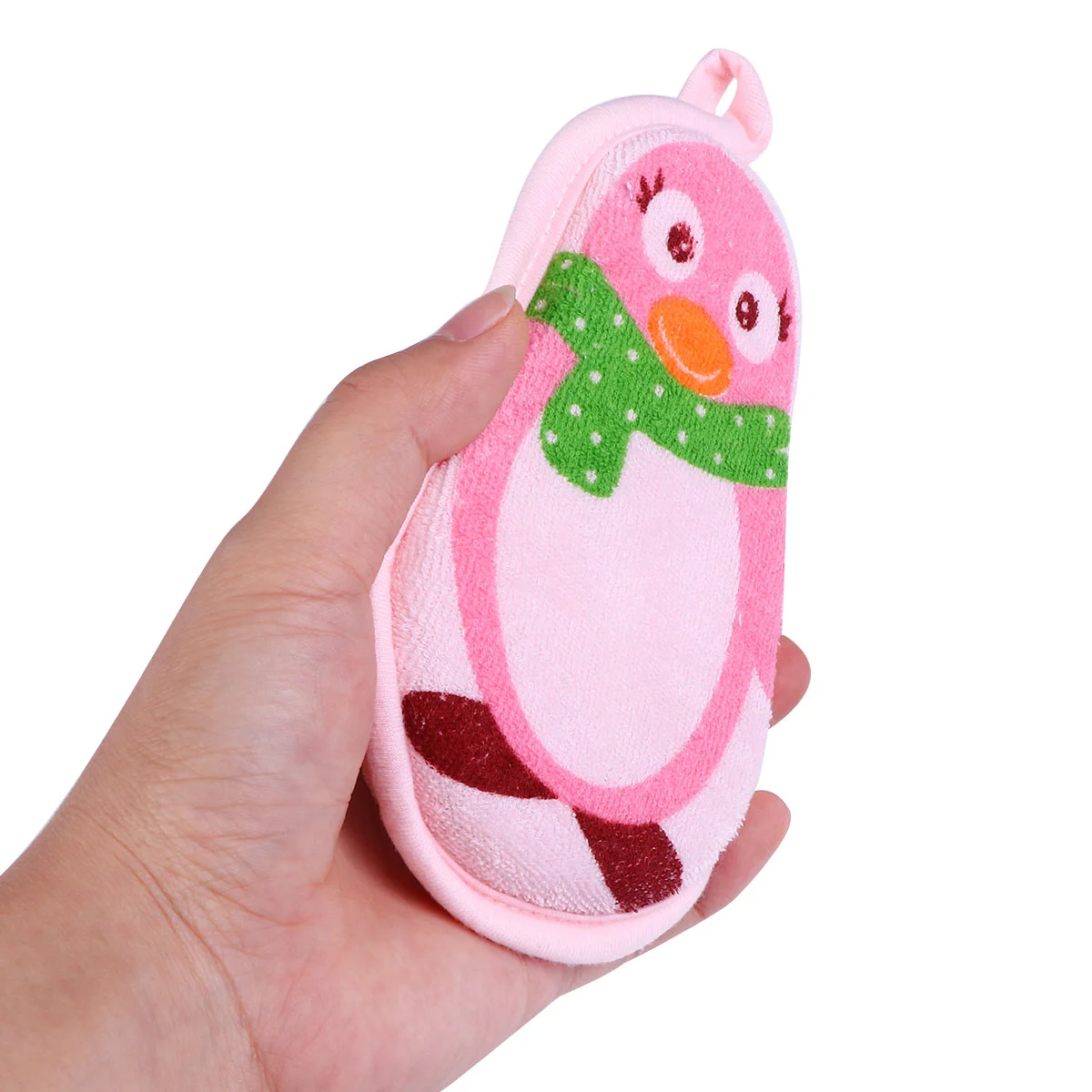 3 Pcs Baby Bathing Sponge Cartoon Penguin Bath Scrubber Set Soft Polyester Ergonomic Design Safe Delicate Skin Convenient