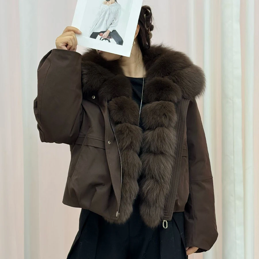 

Women's Down Jacket With Fox Fur Collar Warm Winter Real Fur Down Jackets Best Selling Styles Short Down Coat