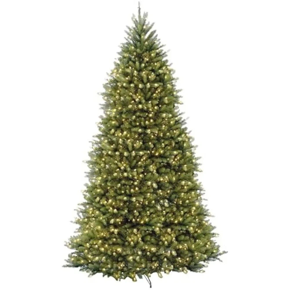 

Pre lit artificial full Christmas tree, green, white lights, including bracket, 10 feet