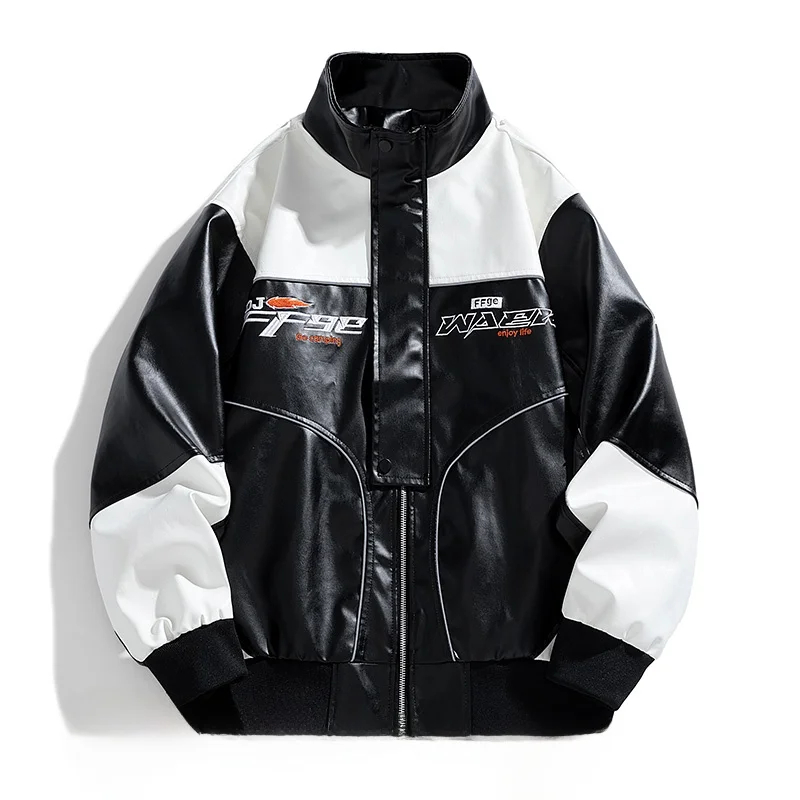 

Модная кожаная куртка с вышивкой, мужская бейсбольная куртка-косуха, студенческая верхняя одежда, универсальная осенняя новинка