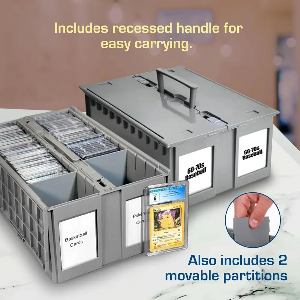 صندوق تخزين البطاقات مكون من صفين - علبة بلاطة قابلة للتكديس مع غطاء ومقبض | يناسب خدمات الدرجات الرئيسية #5