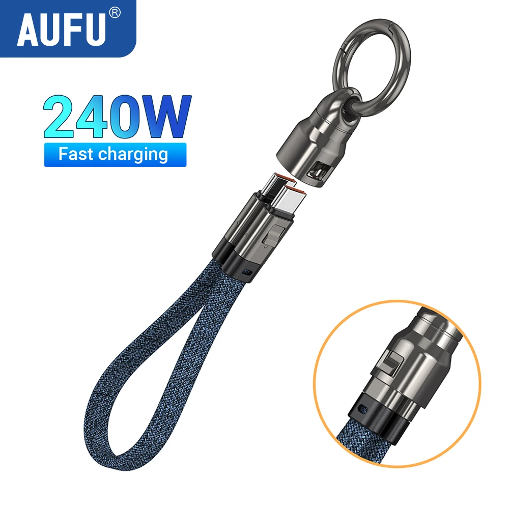 AUFU Short USB C Cable 240W 5A Fast Charging USB C to C Cord Braided Charger Cord Type C for iPhone Samsung Galaxy iPad MacBook