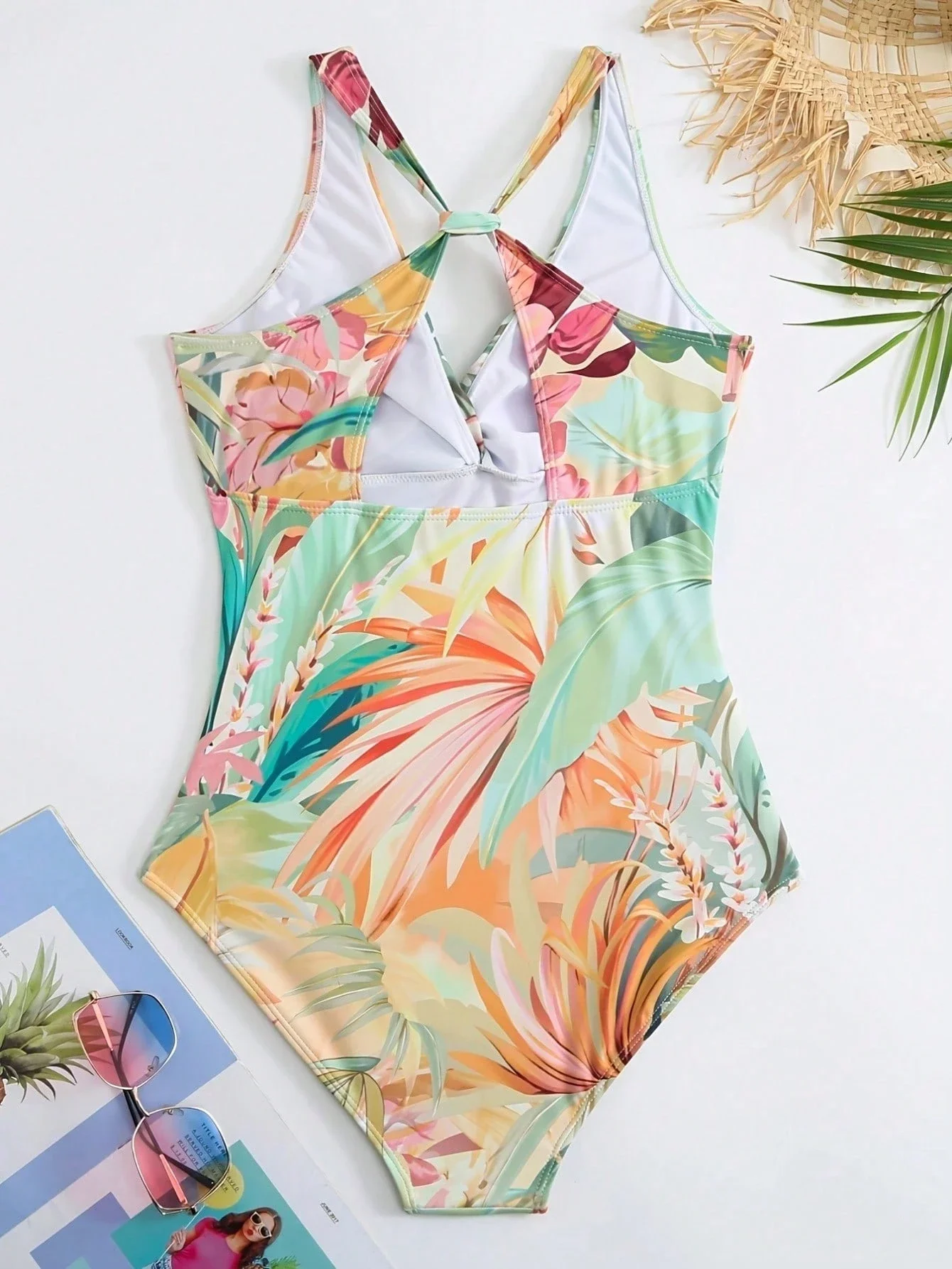 

One Piece Swimsuit With Beach Skirt Cover Up Tummy Control Floral Print Women