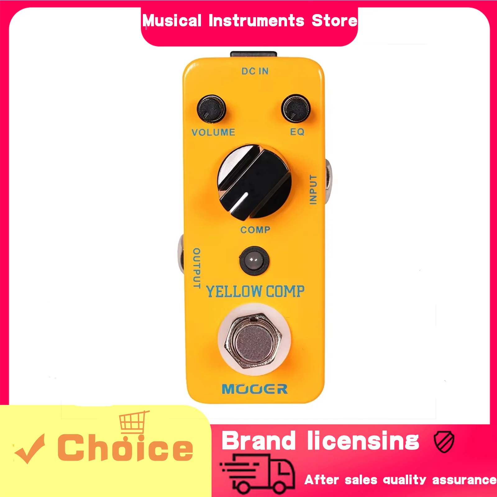 

Гитарная педаль эффектов MOOER Yellow Comp Optical Compressor, полностью металлический корпус, True Bypass, аксессуары для электрогитары
