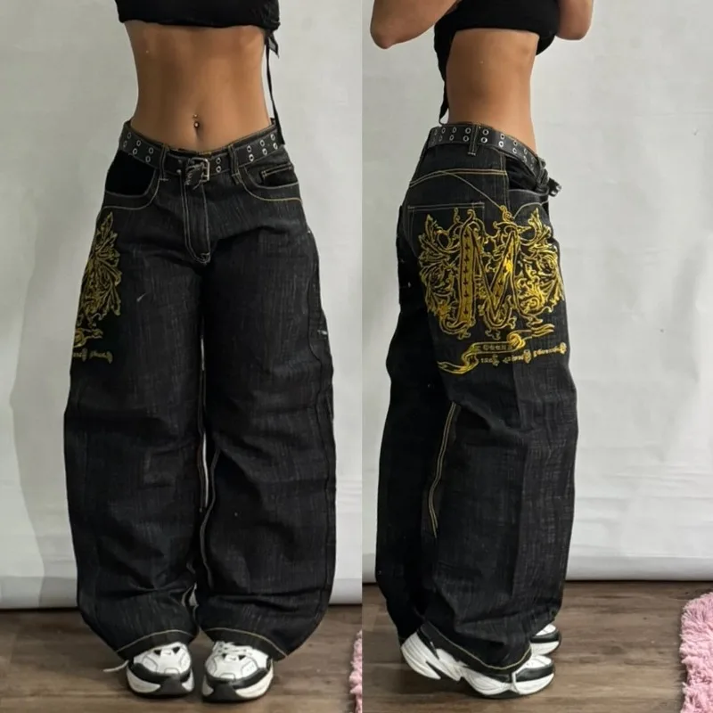 American New Oversize Printed Baggy Jeans Ladies Y2K Harajuku Vintage Fashion Casual Gothic High Waist Wide-leg Pants Trousers