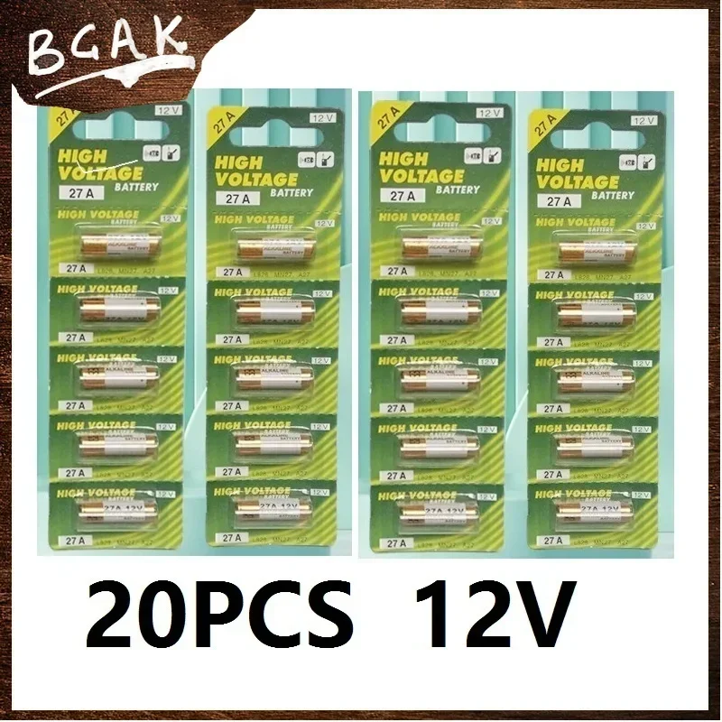 Hot Universal 20PCS BCAK 12V A27 27A G27A MN27 MS27 L828 alkaline battery toy doorbell alarm remote control V27GA ALK27A A27BP K