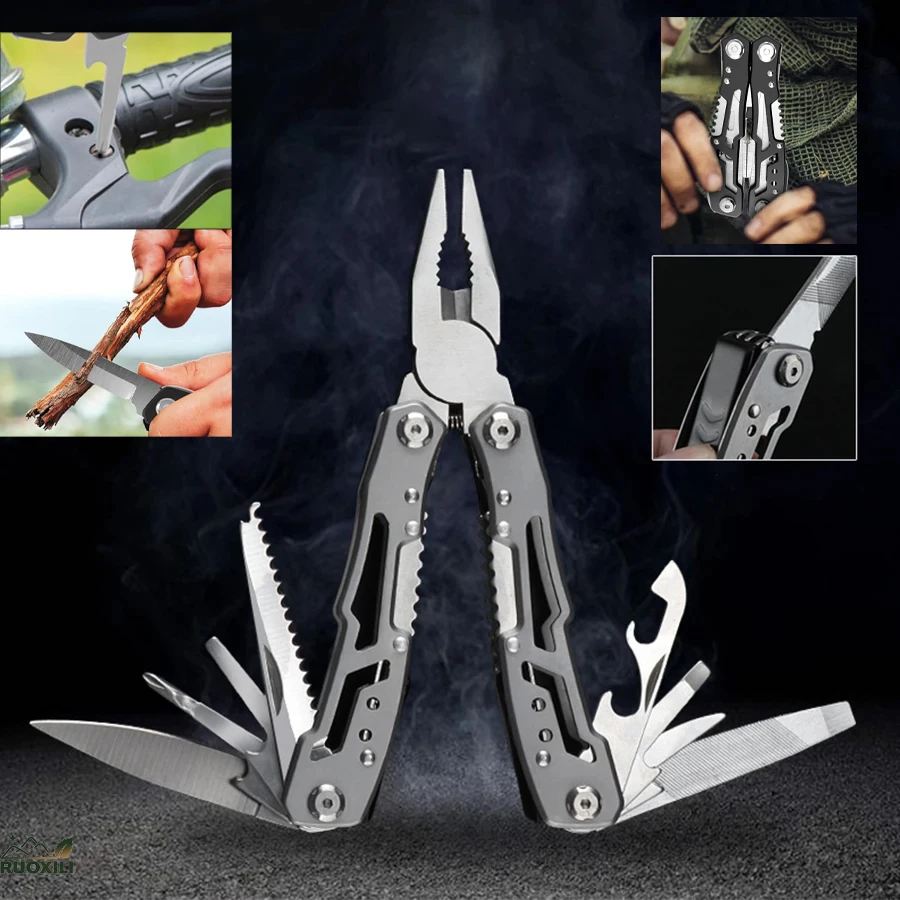 

14-In-1 Pocket Knife Outdoor Multitool Camping Portable Stainless Steel Multifunction Tools Emergency survival Knife Pliers