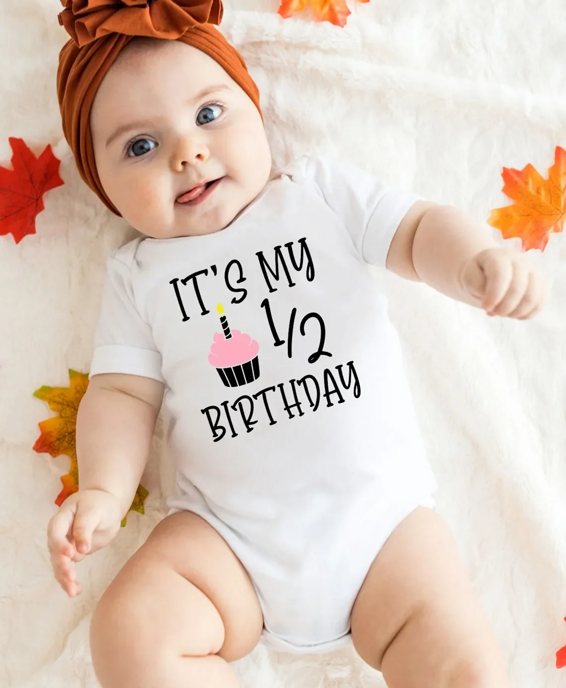 Its My 1/2 Birthday Newborn Rompers Cake Birthday Girls Boys Party Outfits Newborn Short Sleeve Bodysuits Baby Shower Gifts