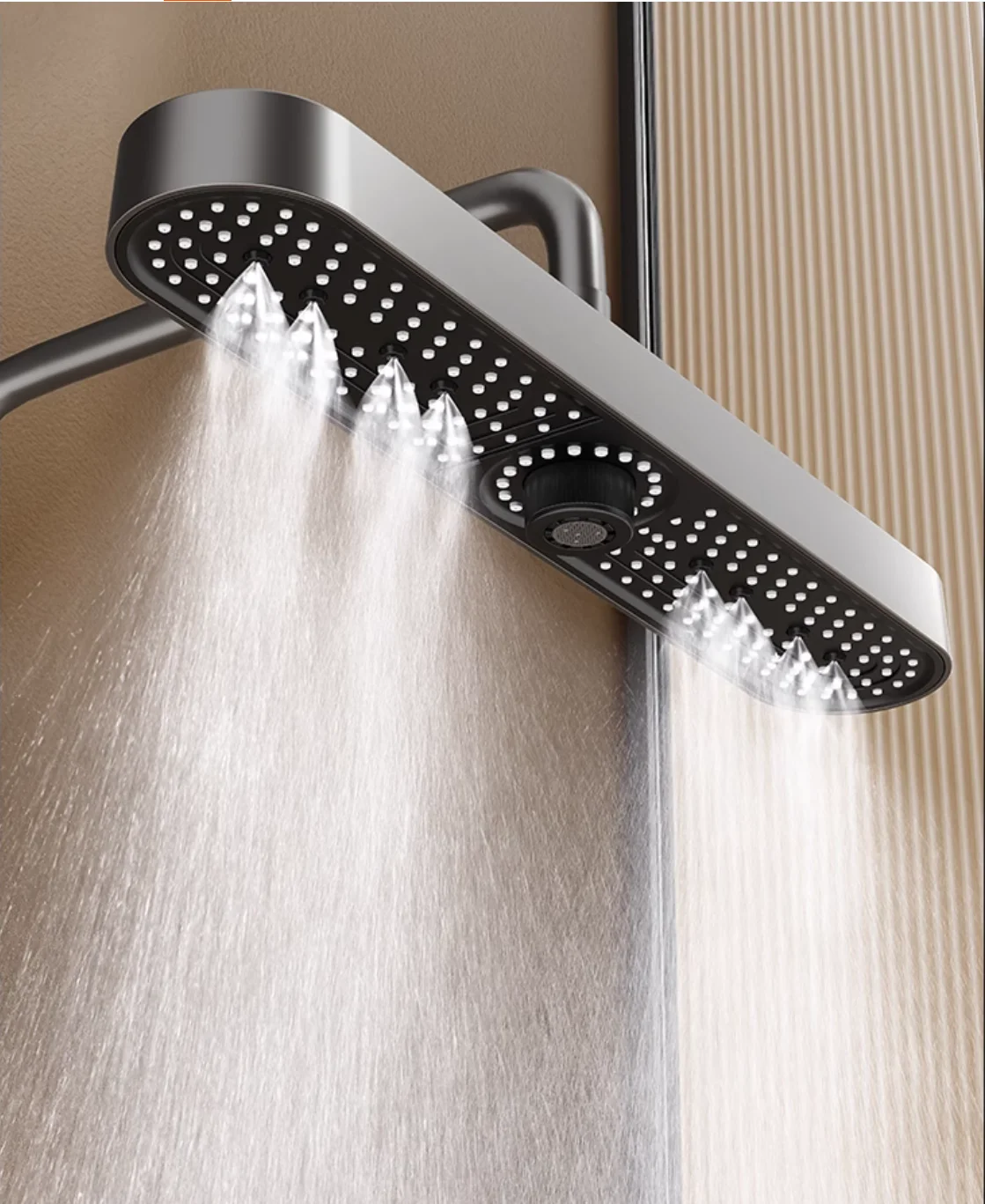 New 1pc 19 Inch High Pressure 3 Mode Rainfall Luxury Bathroom Shower Head Adjustable Anti-Clogging Silicone Nozzles Water Saving
