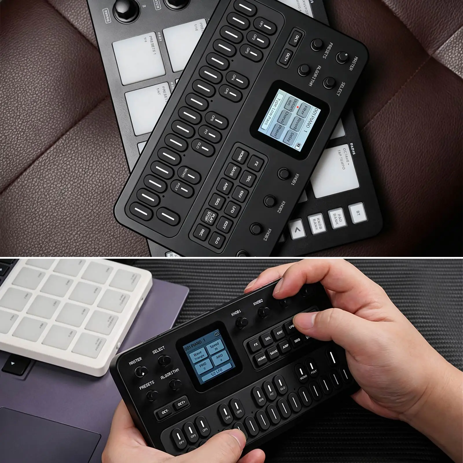 M-Vave Fm-1 Portable Mini Synthesizer, 27 Keys with Built-In Speaker, 7-Mode Arpeggiator &16-Step Sequencer for Live & Jamming