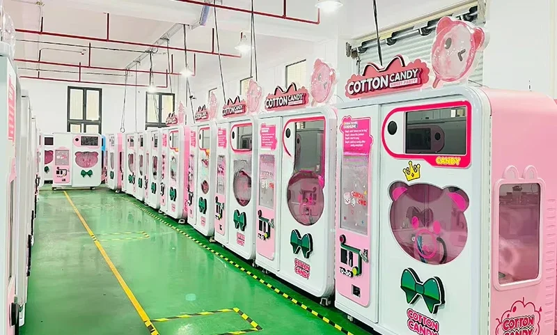 YG Customized Manufacture Color Coin Cash OEM ODM Factory Full Automatic Cotton Candy Vending Machine Floss Flower Candy Machin
