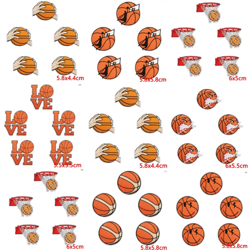 

Basketball Embroidery Cloth Sticker Children's Clothes Decorative Patch Sports Ball Computer Embroidery Label
