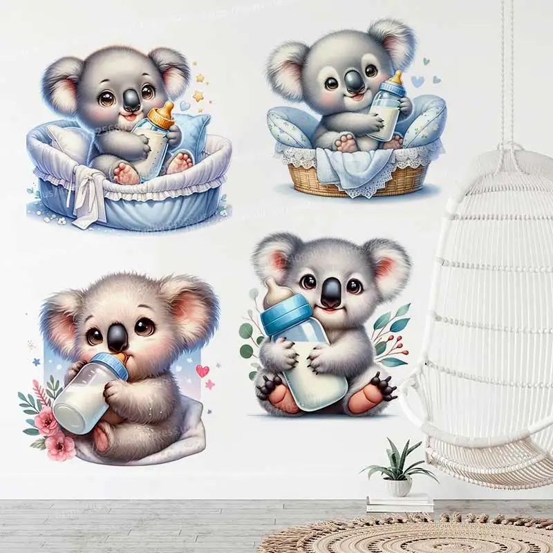 Baby Koala Wall Sticker Kids Room Decor Bathroom Toilet Living Room Decor Cabinet Refrigerator Home Decor Decals S978