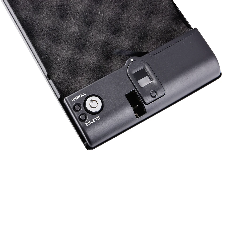 지문 총 금고 상자 단단한 강철 보안 총 키 귀중품 보석 상자, 휴대용 보안 생체 지문 안전 상자