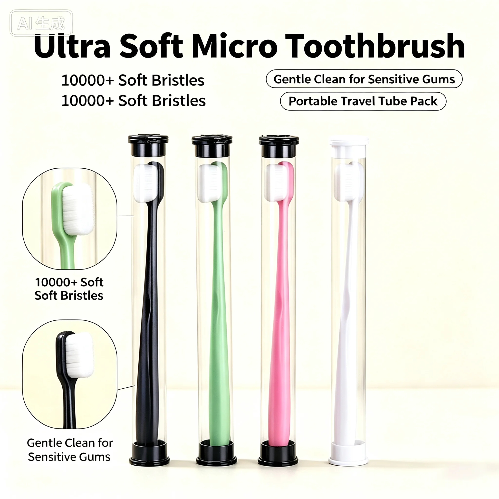 Million Bristle Toothbrush Ultra Soft Bristle Single Tube Pack For Sensitive Gums Gentle Teeth Cleaning