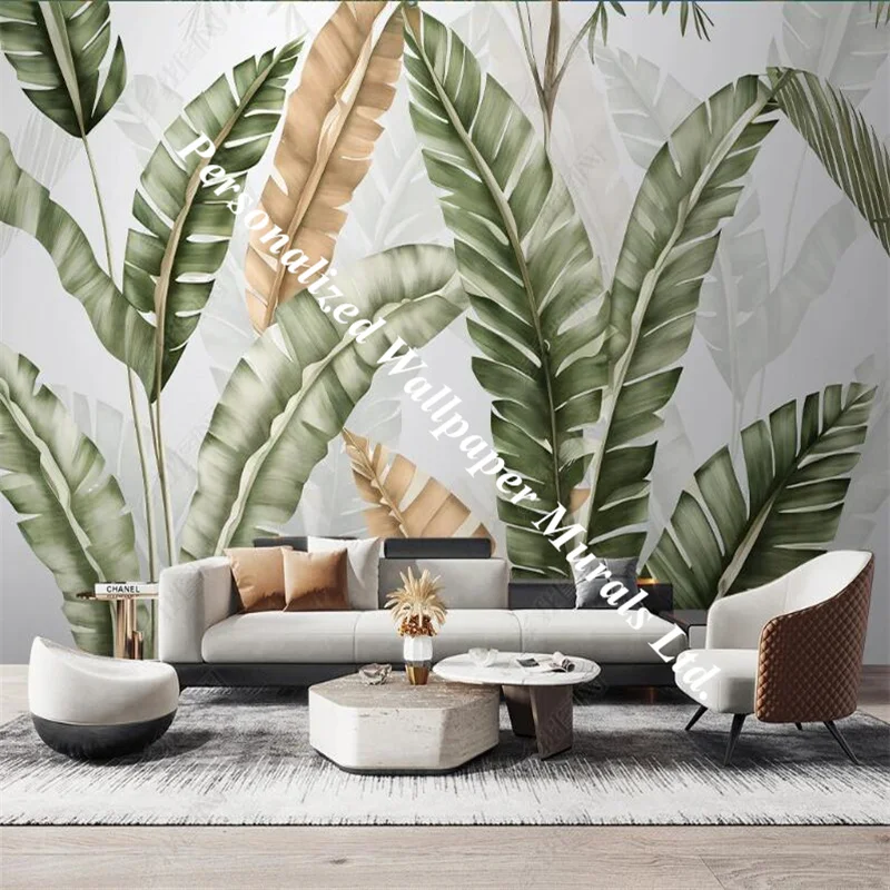 

Custom Nordic Pastoral Tropical Plant Leaves 3d Wallpaper Mural Bedroom Living Room TV Sofa Wall Decor Self Adhesive Wall Paper