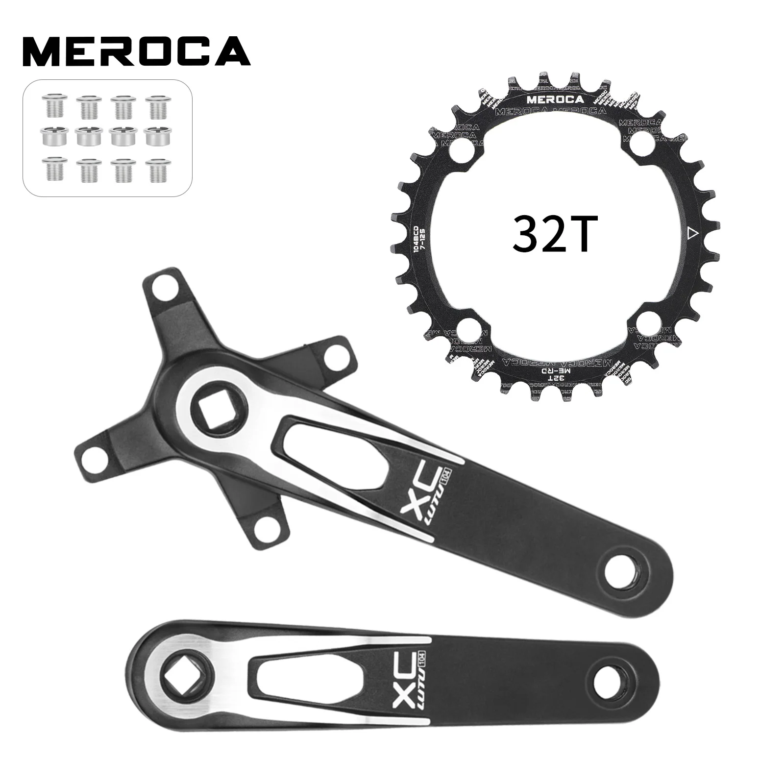 Square taper crank set 104 bcd 24mm bicycle connecting rods 170mm