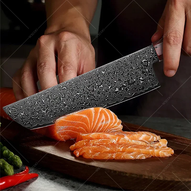 

WXCOO Дамасская сталь VG10 Кухонный нож Ножи шеф-повара Дамасский японский набор ножей шеф-повара Мясо Рыба Фрукты Кухонные ножи-тесак