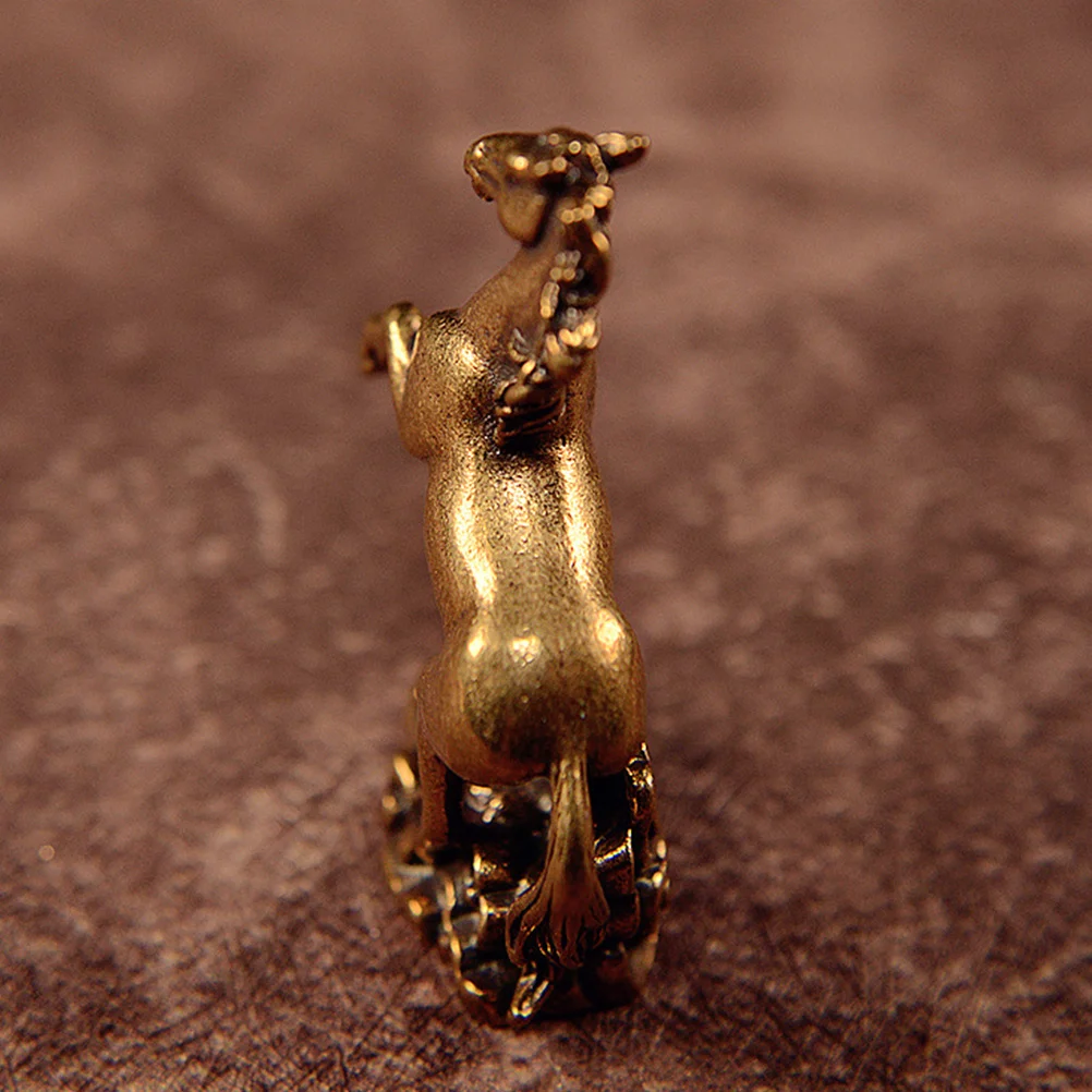

Brass Horse Standing on Clouds Lucky Ornament Feng Shui Chinese Zodiac Figure Success Good Fortune Home Office Decor