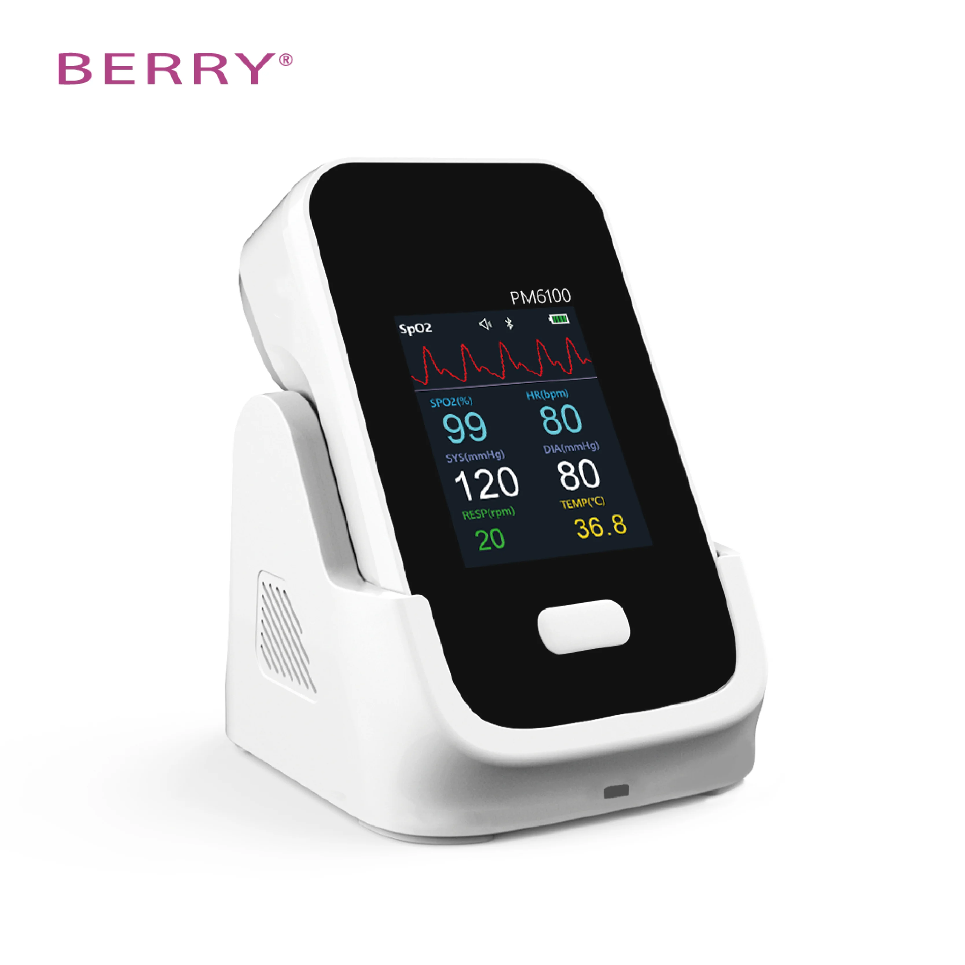 BERRY PM6100 Electric Smart Automatic Home Care Handheld Vital Signs Monitor Hospital Use Multiparameter Portable Bluetooth