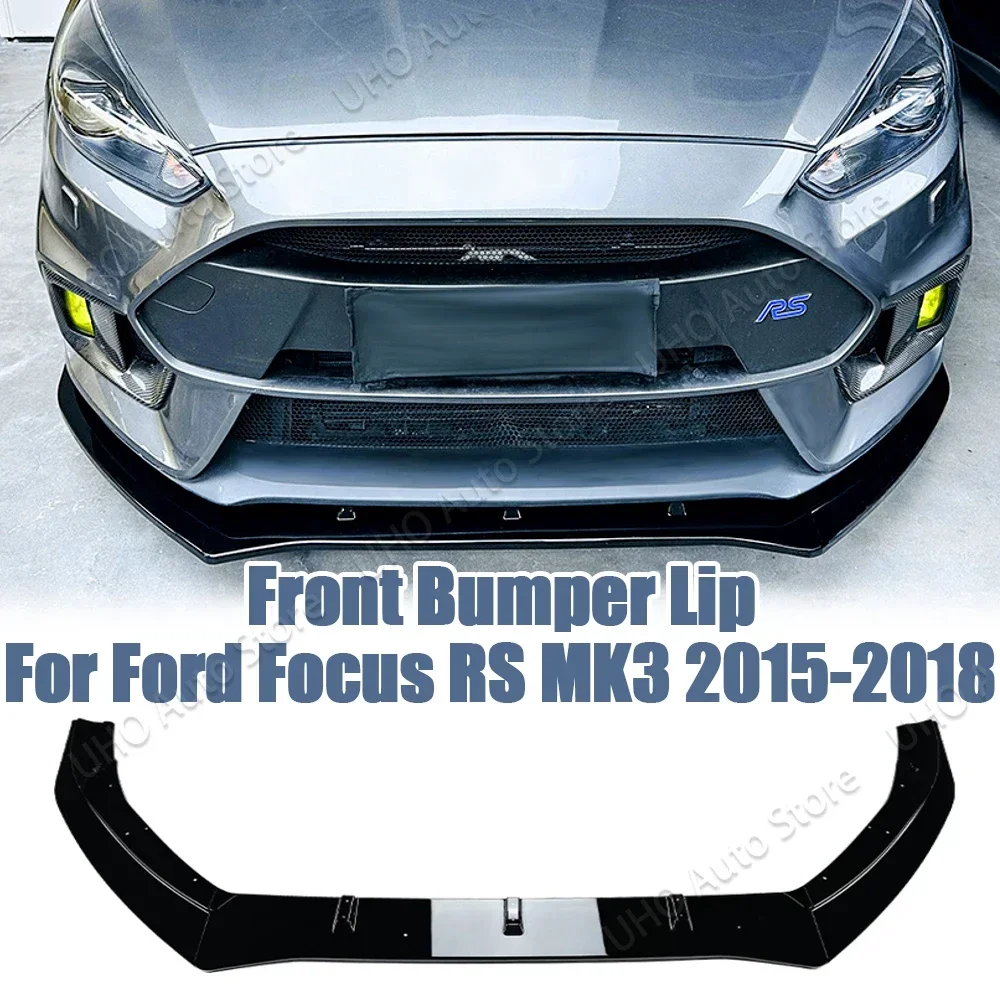 For Ford Focus RS MK3 2015-2018 Auto Car Front Bumper Splitter Lip Spoiler Diffuser Guard Body Kit Cover Tuning ABS Black Carbon