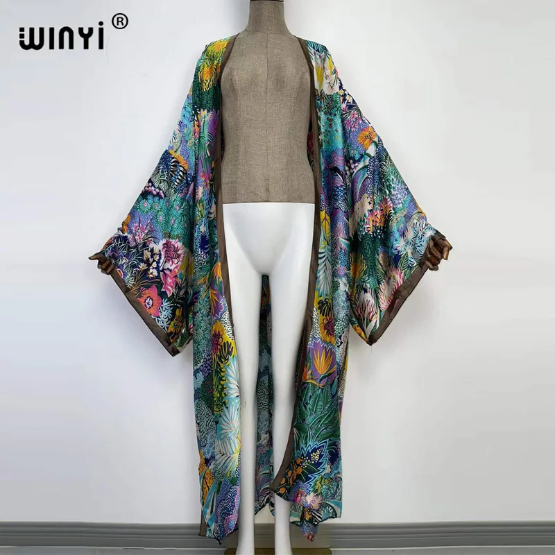 WINYI europa bliski wschód kimono kobiety Cardigan stitch kaftan Cocktail sexy Boho okrycie plażowe upaafrican Holiday szlafrok z długim rękawem