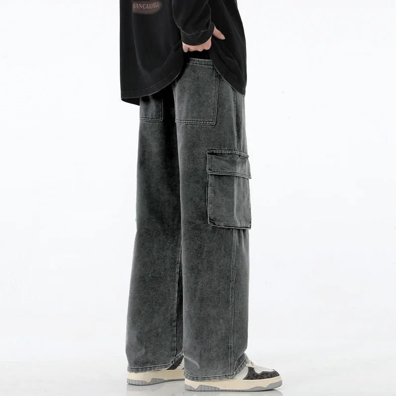Nuevos pantalones de trabajo para hombres, ropa de trabajo juvenil con múltiples bolsillos Y2K, ropa de calle de moda, pantalones de pierna ancha retro
